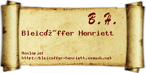 Bleicöffer Henriett névjegykártya